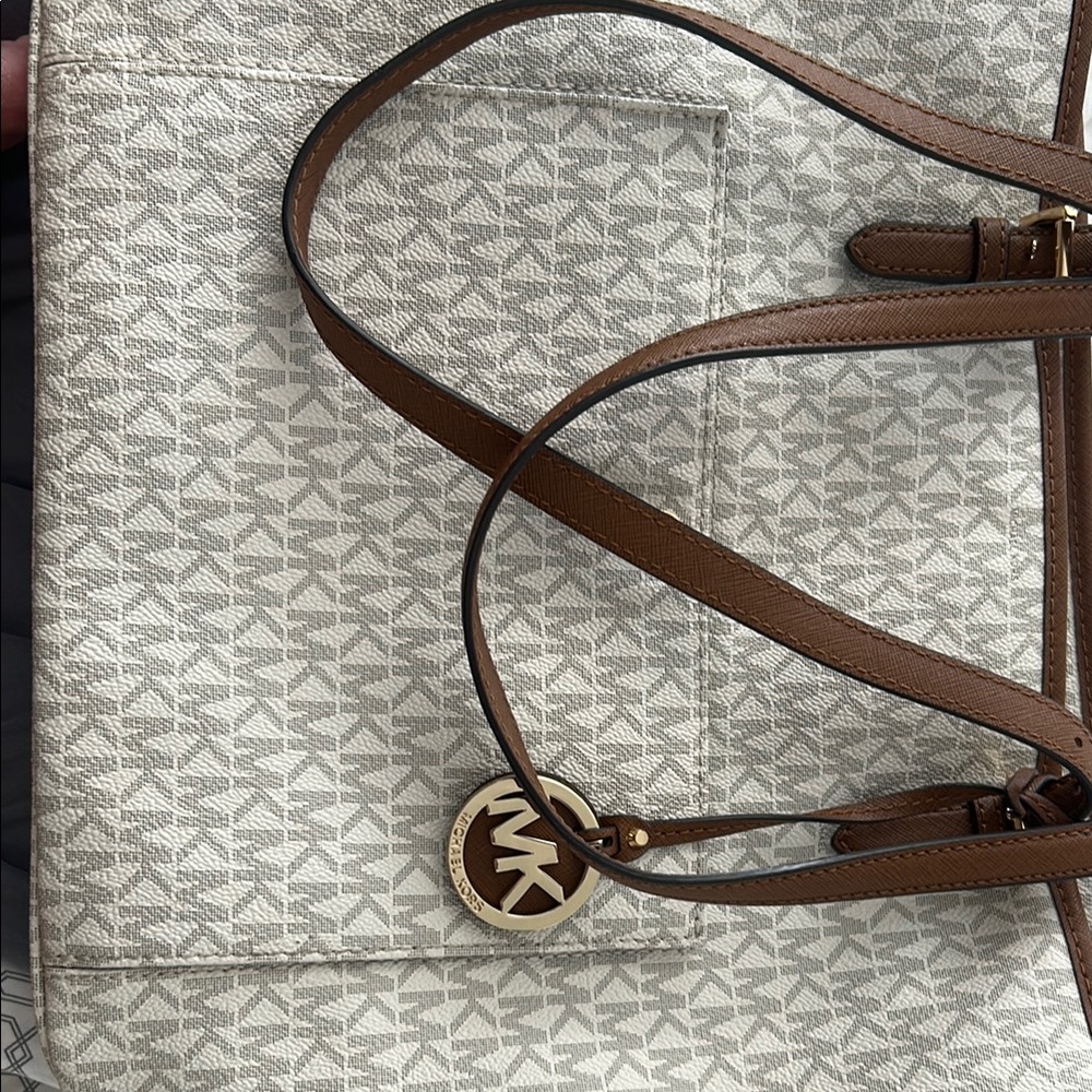 Michael Kors Cream and Brown Signature Tote